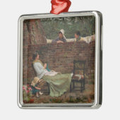 Frauen, die über der Gartenmauer chatten (Klatsch) Ornament Aus Metall (Links)