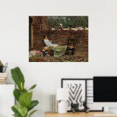 Frauen, die über der Gartenmauer chatten (Klatsch) Poster (Heimbüro)