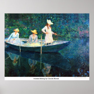 Frauen, die von Claude Monet fischen Poster