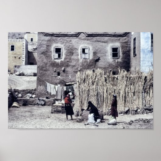 Frauen, die Wäsche und tägliche Aufgaben machen Poster (Vorne)