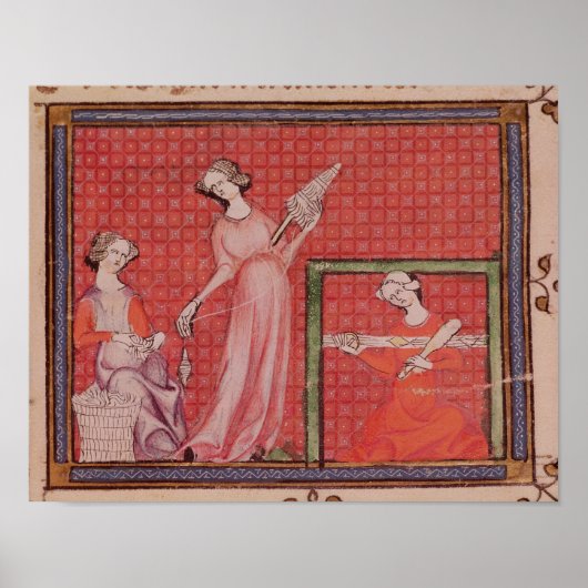 Frauen, die Wolle spinnen Poster (Vorne)