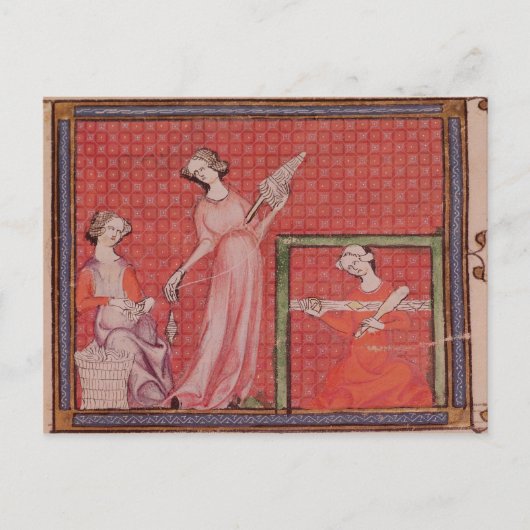 Frauen, die Wolle spinnen Postkarte (Vorderseite)
