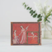 Frauen, die Wolle spinnen Postkarte (Stehend Vorderseite)