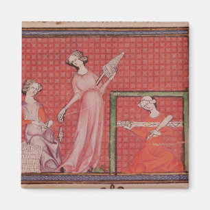 Frauen, die Wollen spinnen Magnet