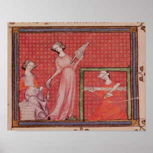 Frauen, die Wollen spinnen Poster