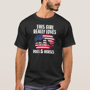 Frauen Dieses Mädchen liebt Hunde und Pferde Reits T-Shirt