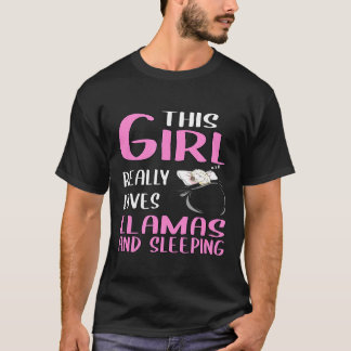 Frauen Dieses Mädchen liebt Lamas und Schlafen wir T-Shirt