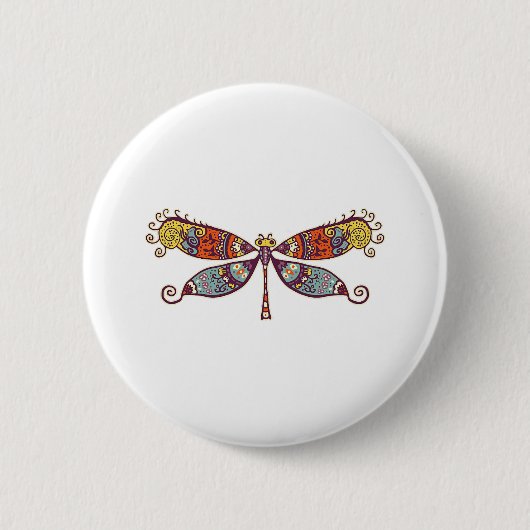 Frauen Dragonfly farbenfrohe Grafik Button (Vorderseite)