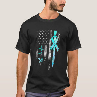 Frauen Dysautonomie Kriegerin Amerikanische Flagge T-Shirt