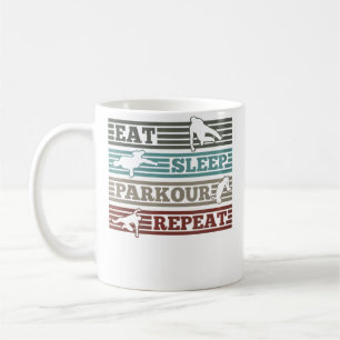 Frauen Eat Sleep Parkour Wiederholen Läuferin Park Kaffeetasse