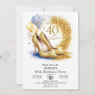 Frauen Editable Digital Gold 40. Geburtstag Einladung