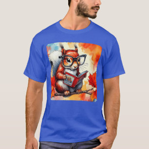 Frauen Eichhörnchen liest Comicbuch auf Herbstzwei T-Shirt
