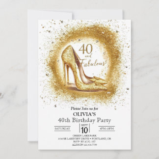 Frauen Elegant Digital Gold 40. Geburtstag Einladung
