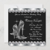 Frauen Elegante Black Birthday Party Einladung (Rückseite)