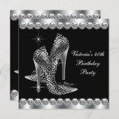 Frauen Elegante Black Birthday Party Einladung (Vorne/Hinten)