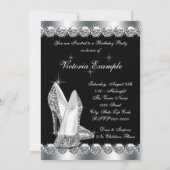 Frauen Elegante Black Birthday Party Einladung (Rückseite)