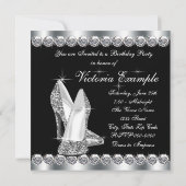 Frauen Elegante Black Birthday Party Einladung (Rückseite)