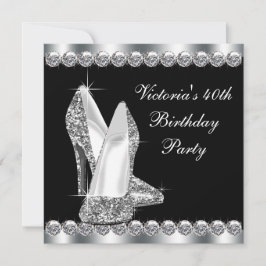 Frauen Elegante Black Birthday Party Einladung