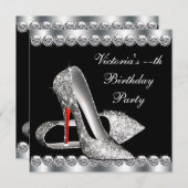 Frauen Elegante Black Birthday Party Einladung (Vorne/Hinten)