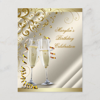 Frauen Elegante Elfenbeinküste Gold Geburtstag Einladung