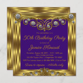 Frauen Elegante Lila Gold Geburtstagsparty Einladung (Vorne/Hinten)