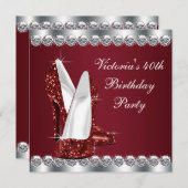 Frauen Elegante Ruby Red Birthday Party Einladung (Vorne/Hinten)