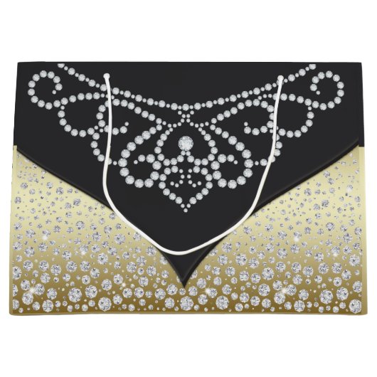 Frauen Eleganter Black Gold Diamond Große Geschenktüte (Vorderseite)