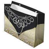 Frauen Eleganter Black Gold Diamond Große Geschenktüte (Vorderseite Schrägansicht)