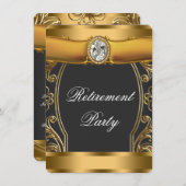 Frauen Elegantes Black and Gold Rentirement Party Einladung (Vorne/Hinten)