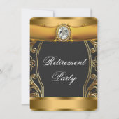 Frauen Elegantes Black and Gold Rentirement Party Einladung (Vorderseite)