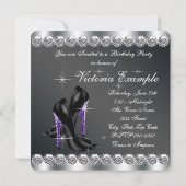 Frauen Elegantes Lila 40. Geburtstag Party Einladung (Rückseite)