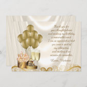 Frauen Elfenbein Gold Geburtstagsparty Danke Karte (Vorne/Hinten)