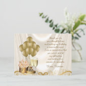 Frauen Elfenbein Gold Geburtstagsparty Danke Karte (Stehend Vorderseite)