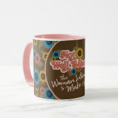 Frauen Empowerment Handwriting Retro Hippie Floral Tasse (Vorderseite Links)