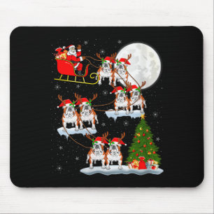 Frauen-Englisch Bulldogge Weihnachtsmann Schlitten Mousepad