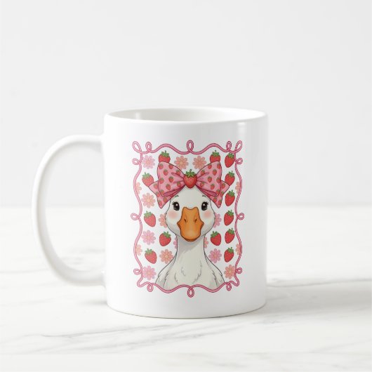 Frauen Erdbeergans Sommer Schleife Kaffeetasse (Links)