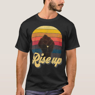 Frauen erheben sich Vintage-Sonnenuntergang Schwar T-Shirt