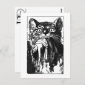 Frauen essen Katze Postkarte (Vorne/Hinten)