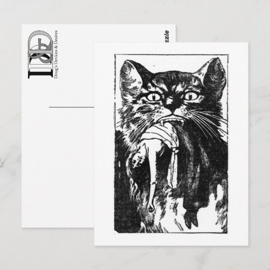 Frauen essen Katze Postkarte (Vorne/Hinten)