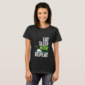Frauen essen Sleep Mow Repeat Lawn Mower Gardener T-Shirt (Vorne ganz)