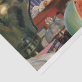 Frauen essen Wassermelone mit Katzenmalerei Seidenpapier (Ausschnitt)