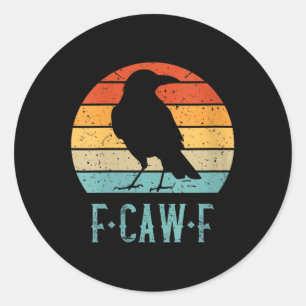 Frauen F-caw-f Black Crow Black Bird Retro Sunset Runder Aufkleber