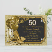 Frauen Fabulous 50 Geburtstagsparty Einladung (Stehend Vorderseite)