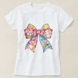 Frauen farbenfrohe Osterkokette Bow T-Shirt