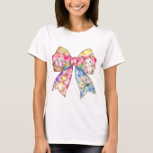Frauen farbenfrohe Osterkokette Bow T-Shirt (Vorderseite)