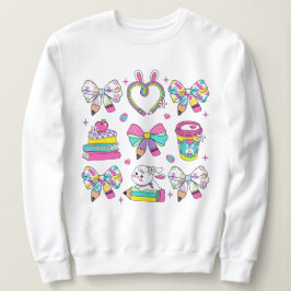 Frauen farbenfrohe Osterlehrerin Coquette Bow Sweatshirt