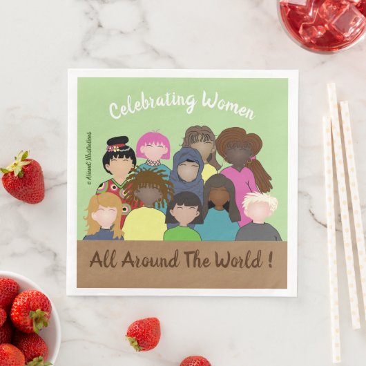 Frauen feiern , März 8 , Papierservietten (Beispiel)