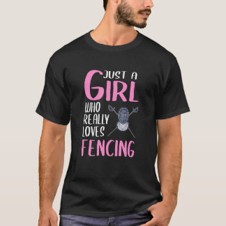 Frauen Fencer Nur ein Mädchen, das Lieben wirklich T-Shirt