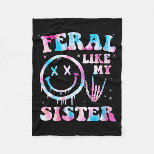 Frauen Feral Like Schwester Lustig Sarkastische Sc Fleecedecke
