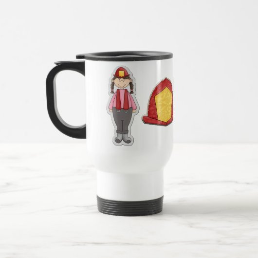 Frauen-Feuerwehrmann-Reise-Tasse Reisebecher (Links)